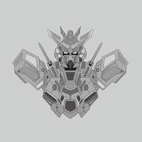 black and white warrior cyborg robot knight in the sacred geometry ornaments background, Perfect for tattoos vector