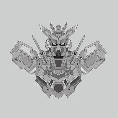 black and white warrior cyborg robot knight in the sacred geometry ornaments background, Perfect for tattoos