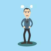 Illustration character Professional workers Businessman emotions walk to angry vector