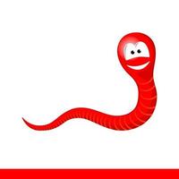 Cartoon smiling red worm on white background vector