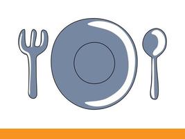 Plate, spoon and fork on white background vector