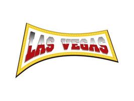 Las Vegas inscription in retro style in yellow rectangle on white background vector