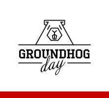 Groundhog Day. inscription on postcard and picture of Groundhog vector
