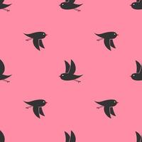 little birds on a pink background. seamless pattern vector