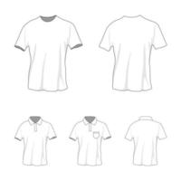 T-shirt polo template set, front and back view vector