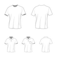 conjunto de plantillas de polo de camiseta, vista frontal y posterior vector