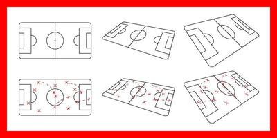 esquema de juego de fútbol de tablero táctico de entrenador dibujado con variaciones de marcador ilustración vectorial vector