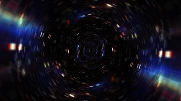 túnel de urdidura hiperespacial multicolorido digital escuro abstrato video
