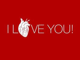 inscription I love you with heart vector