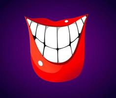 cartoon big Smile with white teeth on blue background vector