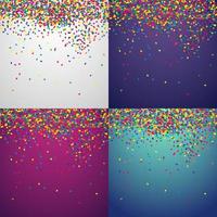 Confetti background vector set for festive printing poster postcard banner on multi-colored gradient