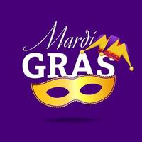 inscription Mardi Gras with picture of mask vector