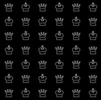 King crown sign. Vector. Black and white icons. line icon on chess board vector