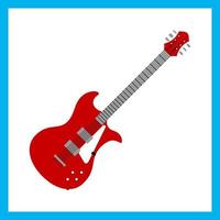 Red electric guitar flat vector illustration