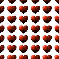 Seamless pattern with faceted red heart vector