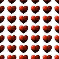 Seamless pattern with faceted red heart vector