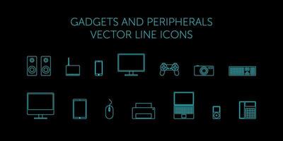gadgets and peripherals vector line icons