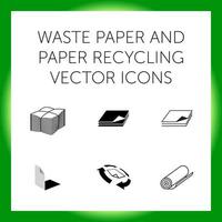 Icons of waste paper and paper reuse vector