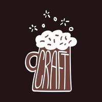 Craft beer mug with foam. Sketch vector illustration