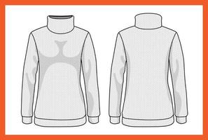 Vector design template womens sweater long sleeves high collar