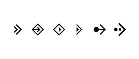Swipe right button icon set. Application and social network scroll arrow pictogram for web design or app. Black next direction pointer ui interface element collection. Vector isolated illustration