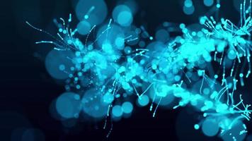 Loop glow blue digital particles bokeh wave motion video