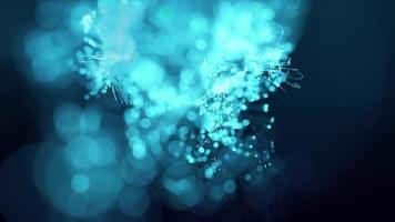 Loop glow blue digital particles bokeh wave motion video