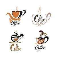 conjunto de diseño de logotipo de taza de café 2 vector