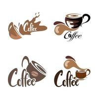 Set of Coffee cup logo design. Vector Illustration. Flat style. Decorative design for cafe posters, banners, cards, wall stickers
