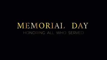 Loop Memorial Day golden word title video