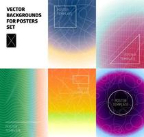 Colorful flyer template set. minimal cover designs. abstract geometric backgrounds with wavy lines vector