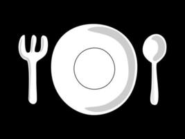 Plate spoon fork. Cooking symbol. Vector