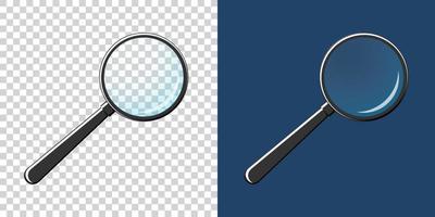 Magnifying glass vector isolated on transparent and blue background