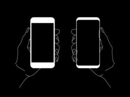 Hand holding smartphone vector template mobile