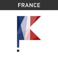 France flag on flagpole in polygonal style. isolated vector