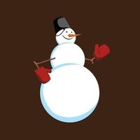 cartoon snowman on dark background vector