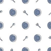 Seamless pattern of plate, fork, spoon