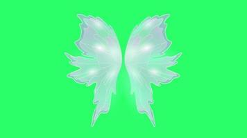 Animation blue wing isolate on green background. video