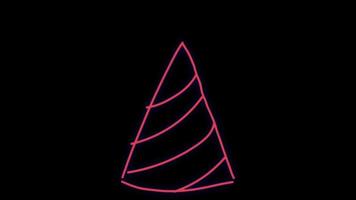 Animation red neon light funnel shape on black background. video