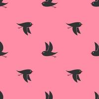 little birds on a pink background. seamless pattern vector