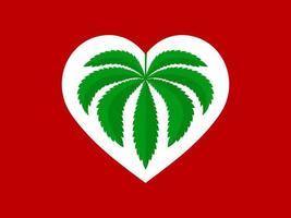 corazón con cannabis dentro vector