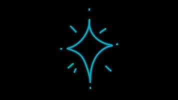 forme d'étoile de néon bleu animation sur fond noir. video