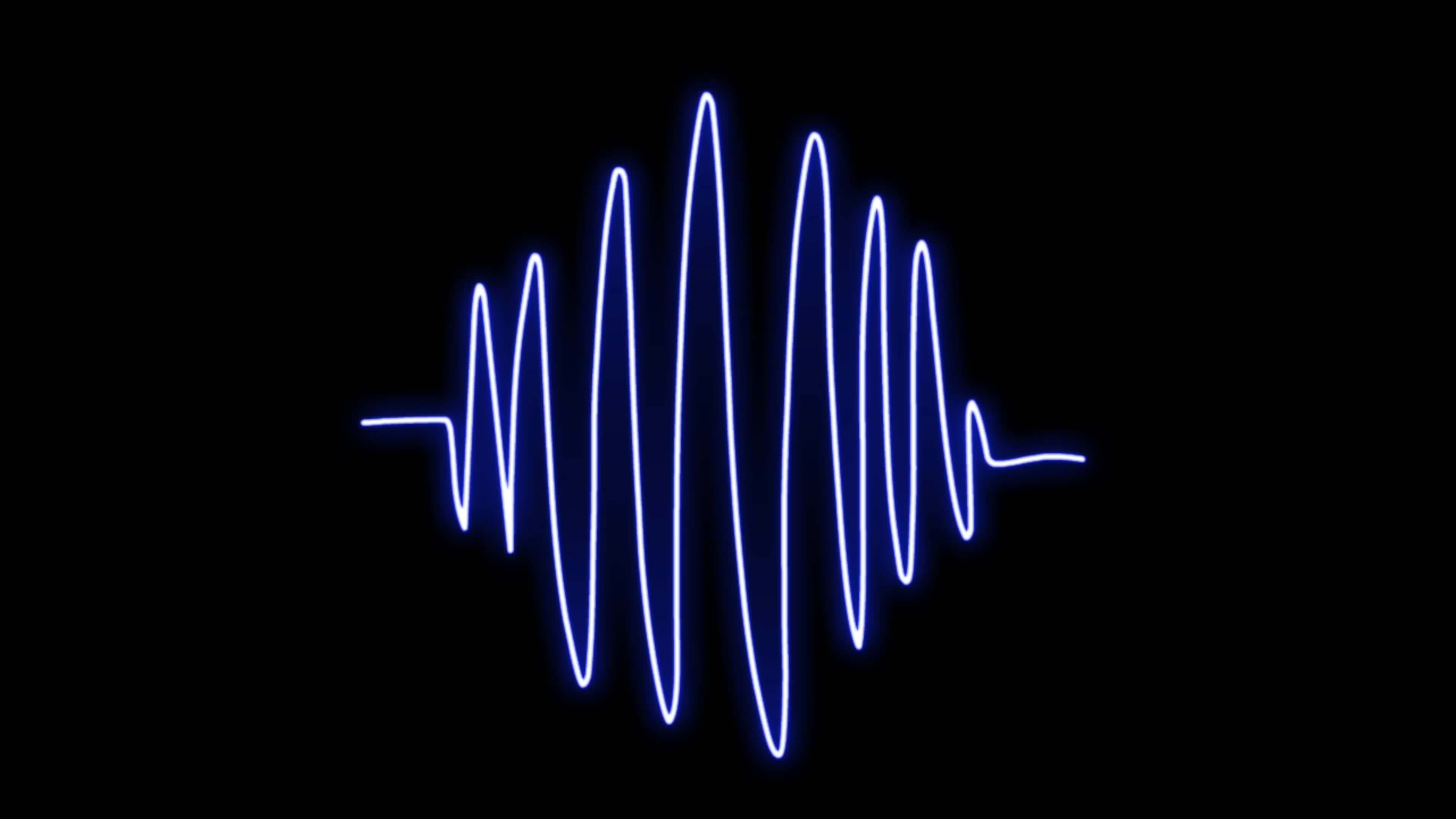 Animation blue neon light sound wave effect on black background
