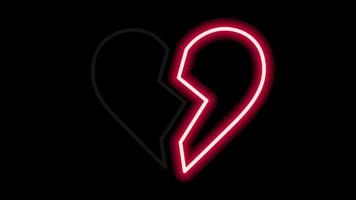 Los corazones de luz de neón rojo de animación forman un aislamiento flotante para el fondo del día de San Valentín. video