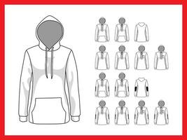 Women's sweatshirt with a hood and cuffs only on sleeves vector