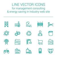 iconos vectoriales de línea para consultoría de gestión de fabricación de respuesta rápida y ahorro de energía en el sitio web de la industria vector