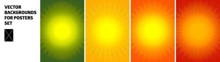 Sunburst Pattern. summer yellow, red, orange green background for poster. set vector