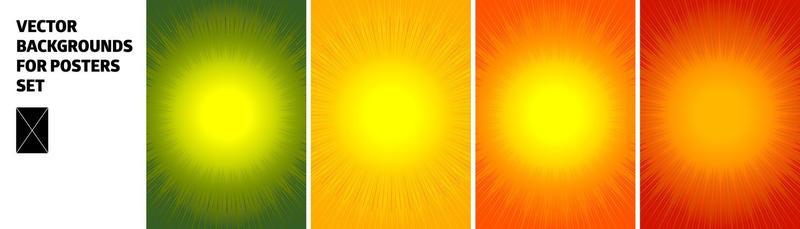 Sunburst Pattern. summer yellow, red, orange green background for poster. set