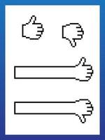 Hand show like and dislike pixel vector variations