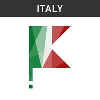 Low poly triangular Italy flag polygonal color effect. Vector isolated